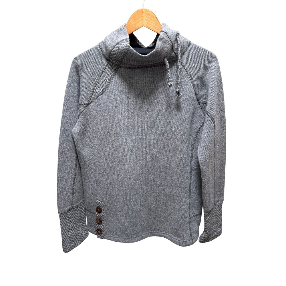prAna Pullover Women XL Gray Mattea‎ Sweater Wool Herringbone Gorpcore Hiking